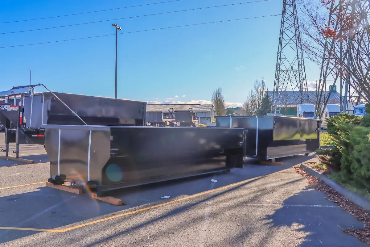 Roll-off dumpster ready for waste disposal at job site for Construction Dumpster Rental in Palm River-Clair Mel